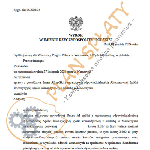 Wyrok Smart AI SR Warszawa