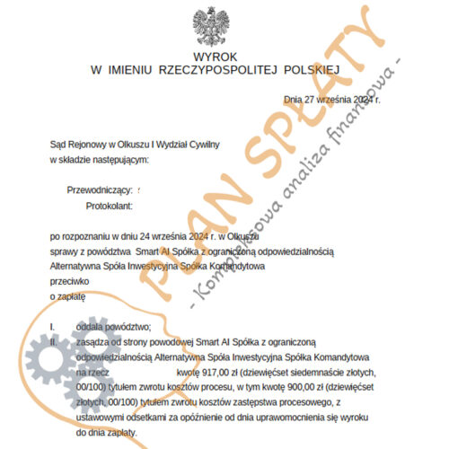Wyrok Smart AI SR Olkusz