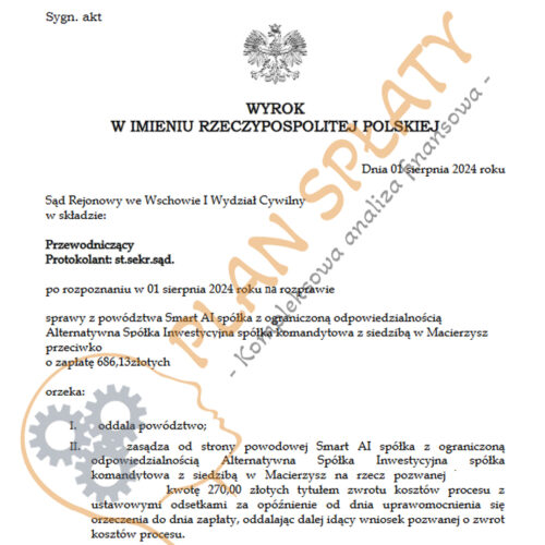 Wyrok Smart AI SR Wschowa