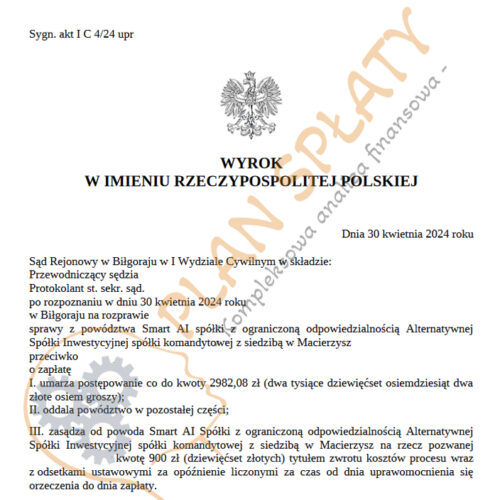 Wyrok Smart AI SR Biłgoraj