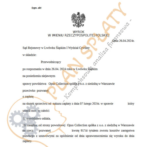 Wyrok Opus SR Lwówek Śląski