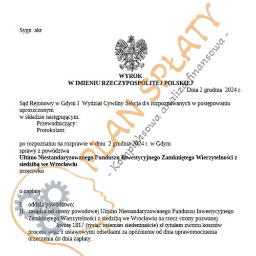 Wyrok Ultimo SR Gdynia