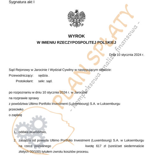 Wyrok Ultimo SR Jarocin