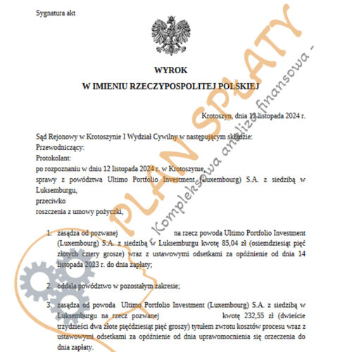 Wyrok Ultimo SR Lubań