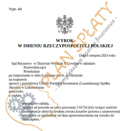 Wyrok Ultimo SR Olsztyn