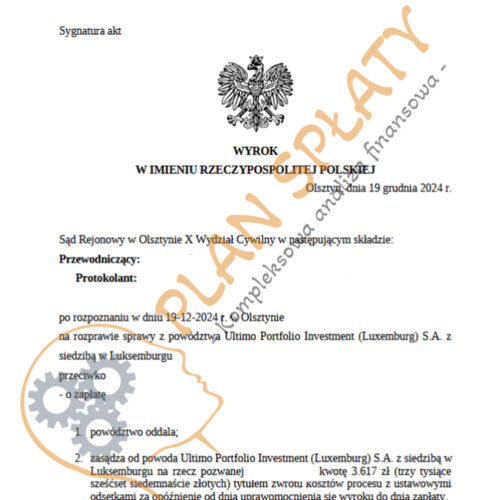 Wyrok Ultimo SR Olsztyn