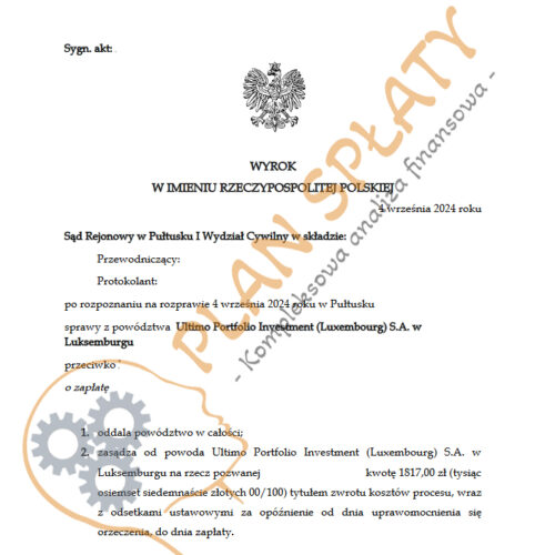 Wyrok Ultimo SR Pułtusk