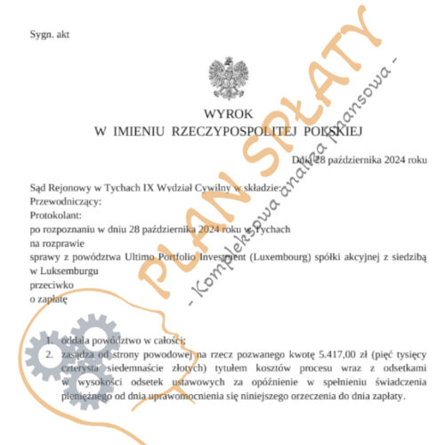 Wyrok Ultimo SR Tychy