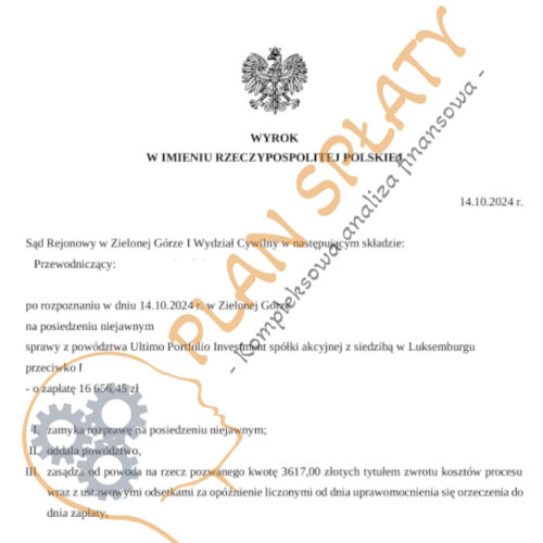 Wyrok Ultimo SR Zielona Góra