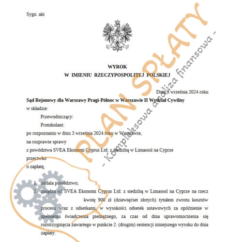 Wyrok SVEA SR Warszawa