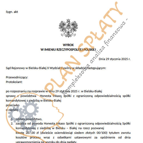 Wyrok luty Honestia SR Bielsko Biała