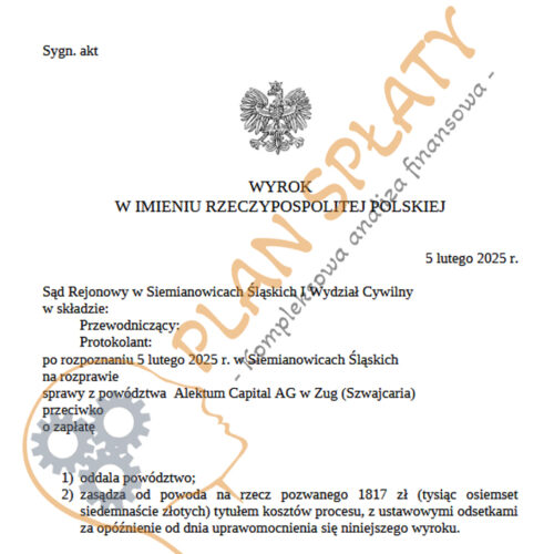 Wyrok luty Alektum SR Siemianowice
