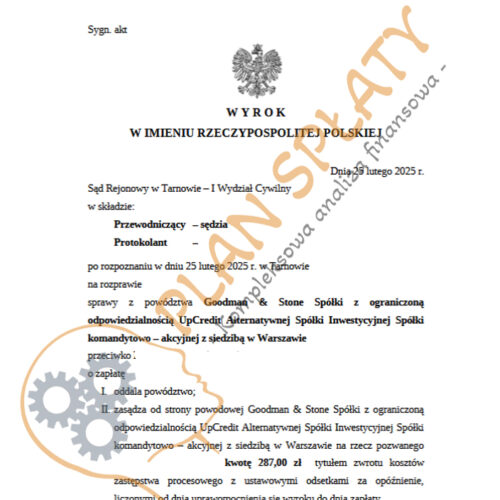 Wyrok luty Goodman SR Tarnów