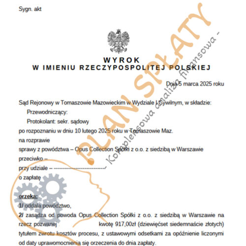 Wyrok luty Opus SR Tomaszów Mazowiecki