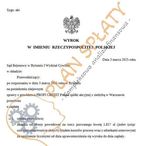 Wyrok luty Profi Credit Bytom