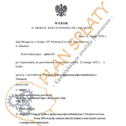 Wyrok luty Wonga SO Łódź