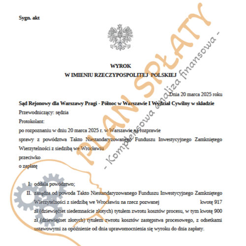 Wyrok marzec TAKTO SR Warszawa