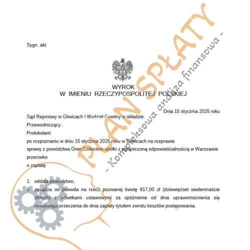 Wyrok styczeń Oren SR Gliwice