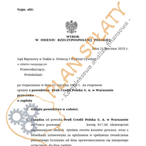 Wyrok styczeń Profi Credit SR Nakło