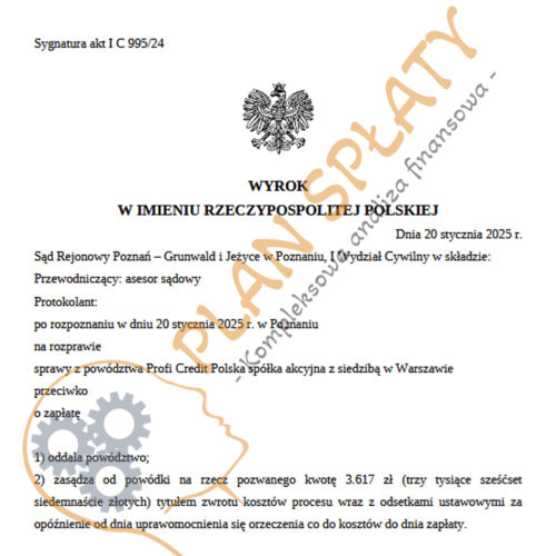 Wyrok styczeń Profi Credit SR Poznań