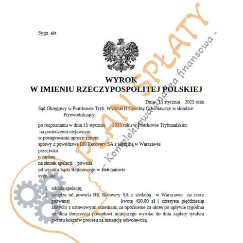 Wyrok styczeń RK Recovery SO Piotrków