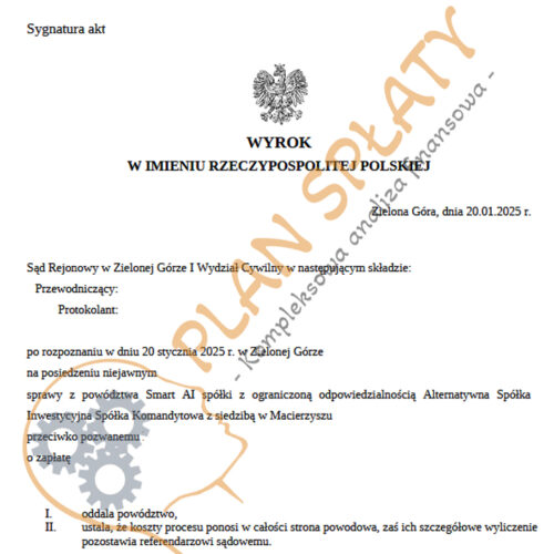 Wyrok styczeń Smart AI SR Zielona Góra