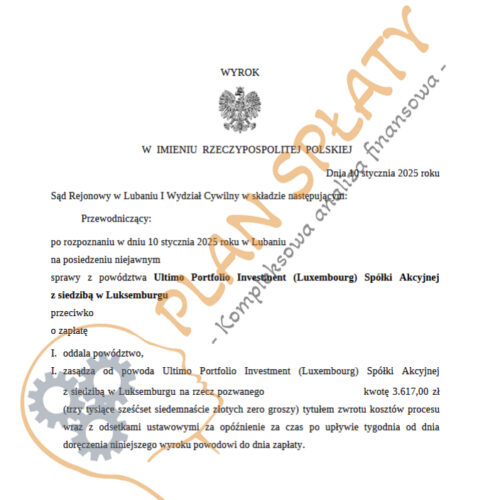 Wyrok styczeń Ultimo SR Lubań