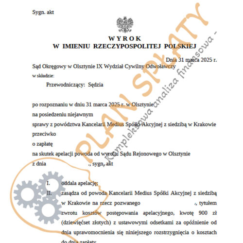 Wyrok marzec Medius SO Olsztyn