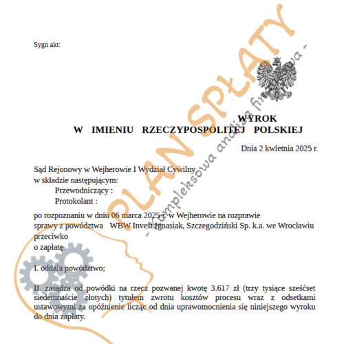 Wyrok marzec WBW SR Wejherowo