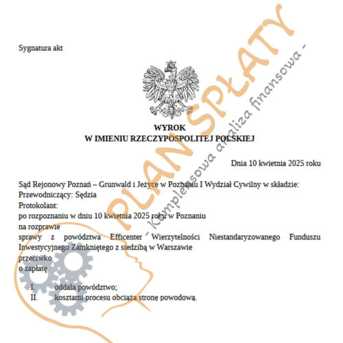 Wyrok kwiecien Efficenter SR Poznań