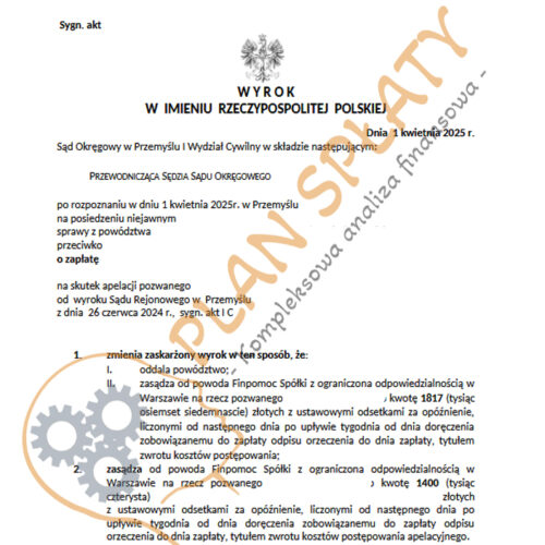 Wyrok kwiecień Finpomoc SO Przemyśl