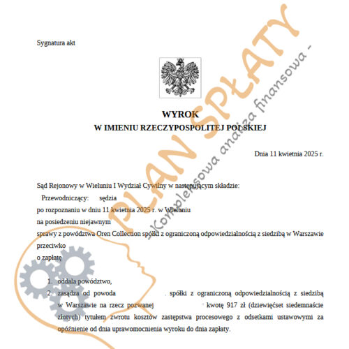 Wyrok kwiecień Oren SR Wieluń