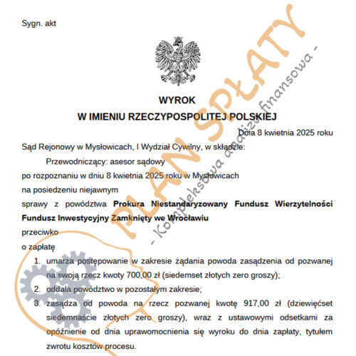 Wyrok kwiecień Prokura SR Mysłowice