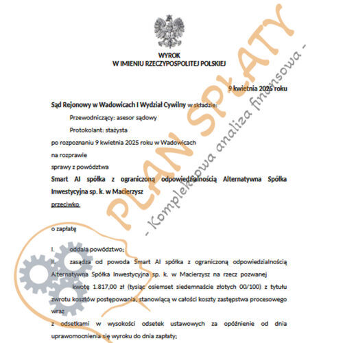 Wyrok kwiecień Smart SR Wadowice