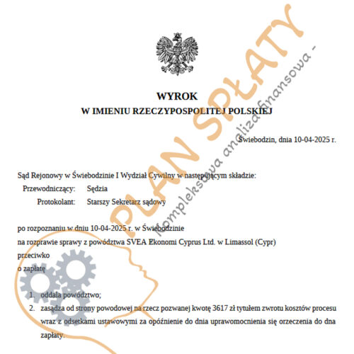 Wyrok kwiecień_Svea SR Świebodzin