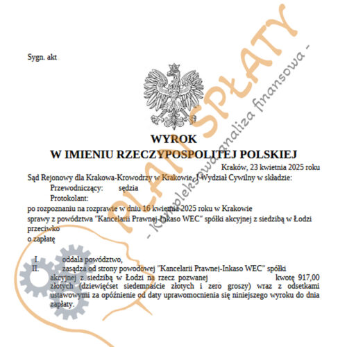 wyrok kwiecien WEC SR Kraków