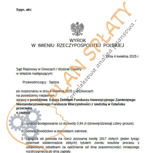 wyrok maj Eques SR Gliwice