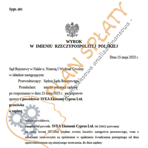 wyrok maj SR SVEA SR Nakło
