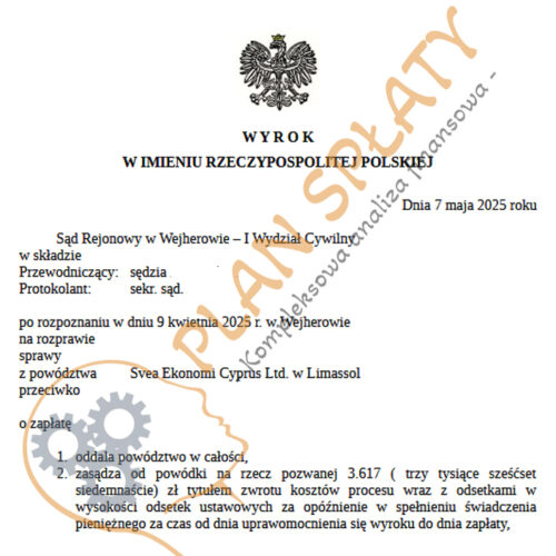 wyrok maj Svea SR Wejherowo