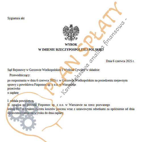 wyrok Finpomoc SR Gorzów Wielkopolski