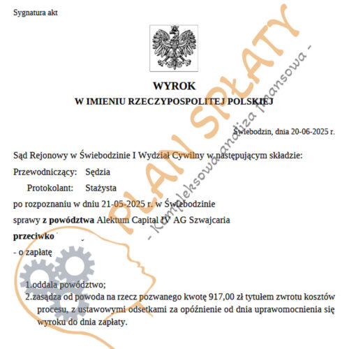 wyrok czerwiec Alektum SR Świebodzin