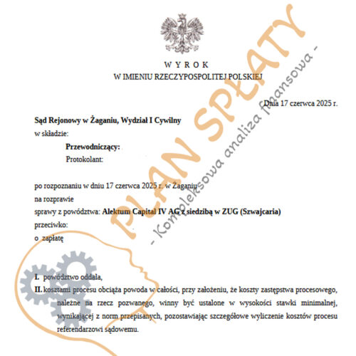 wyrok czerwiec Alektum SR Żagań