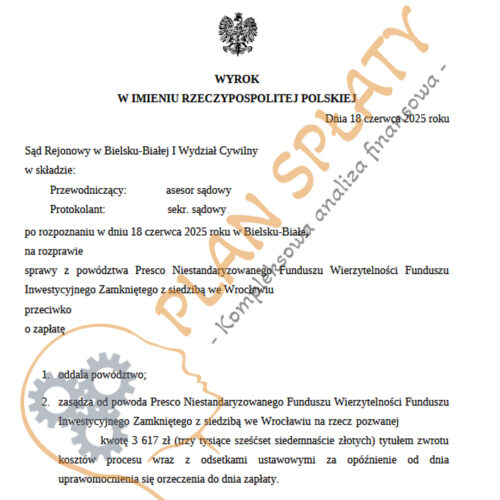 wyrok czerwiec Presco SR Bielsko Biała