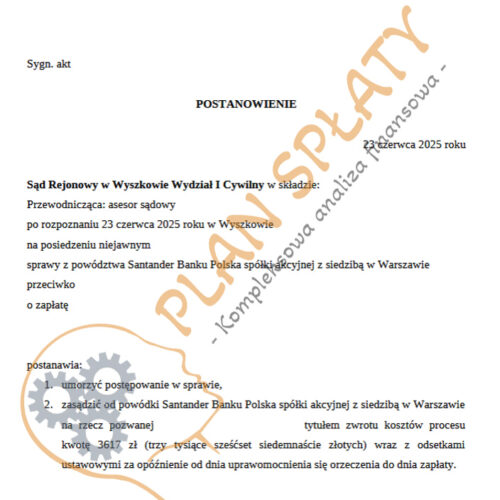 postanowienie czerwiec Santander SR Wyszków