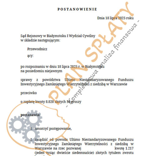 postanowienie lipiec Białystok Ultimo