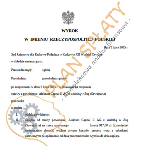 wyrok czerwiec Alektum SR Kraków