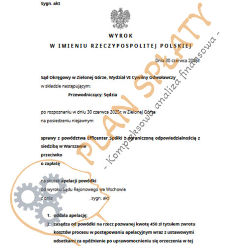 wyrok czerwiec Efficenter SO Zielona Góra