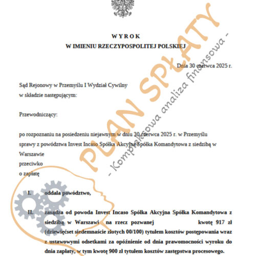 wyrok czerwiec Invest Incaso SR Przemyśl