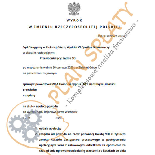 wyrok czerwiec SVEA SO Zielona Góra