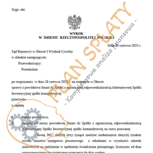 wyrok czerwiec Smart AI SR Oława